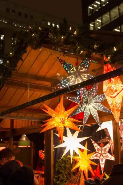 People browse shops at the Chicago Christkindlmarket