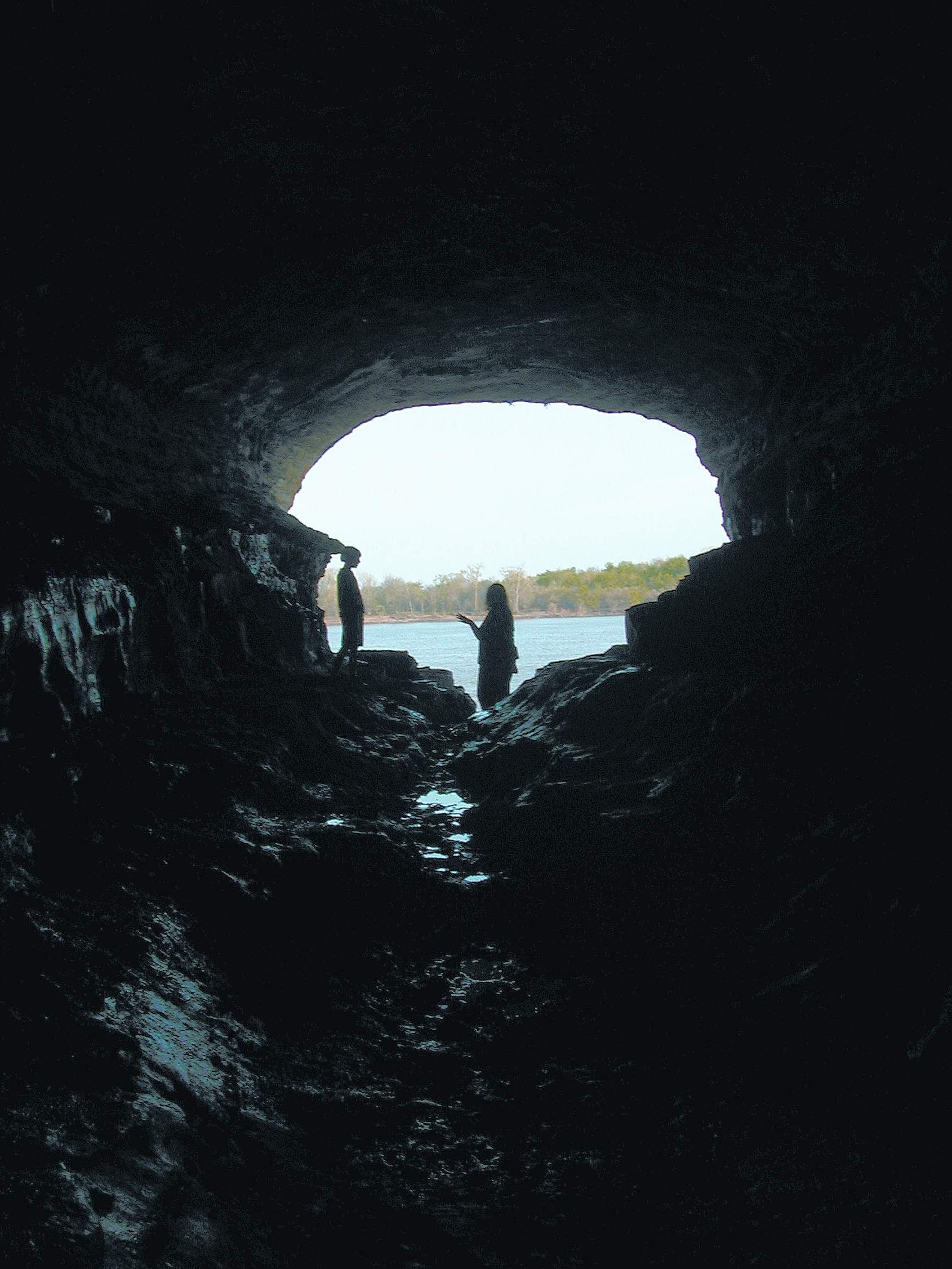 Looking from in a cave outwards