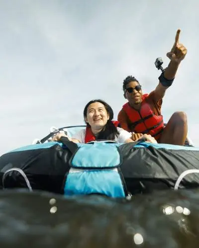 People on an inflatable in Rend Lake