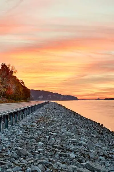 A road along water