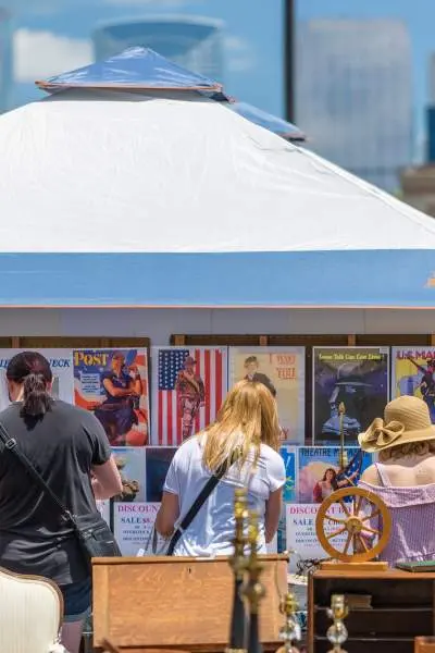 People browsing a stall at Randolph street Markets in Chicago